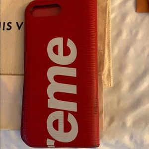 Supreme Accessories Authentic Used Lv X Supreme Iphone 7 Folio Epi Poshmark
